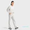 LL SoftStream Lough Yoga Suit Women's Running Fiess Hoodie Autumn and Winter Long Sleeved Toppants Setction Set من قطعتين