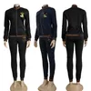 2024 Black Two Piece Pants Tracksuit Women Casual Zip Neck Jacket and Trouser Sets Free Ship