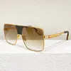 Mens Luxury Brand THE ORBIT Sunglasses Designer New Gold Frame Oversized Shield Shaped Lenses Modern Fashion Style Sunglasses