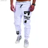 Herrbyxor herrbyxor hip-hop stil casual sport jogging svett-absorberande sportbyxor modetryck grundläggande streetwear svart vit T240108