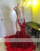 Saprkly – robe de bal rouge à paillettes pour filles noires, tenue de soirée scintillante avec perles de cristal scintillantes, sans plumes, pour fête d'anniversaire, 2024