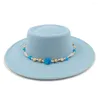 Bérets bleu Bump Cap Fedora chapeau pour femmes mode plat haut classique élégant dames mariage automne hiver