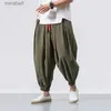 Мужские брюки в китайском стиле, льняные мужские брюки, хлопковые льняные свободные брюки большого размера, повседневные брюки-шаровары, одежда для медитации на ногах с фонарями YQ240108