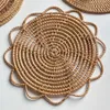 Tovagliette macramè fatte a mano in rattan intrecciato sottobicchiere Boho moderno con frange per la cucina, tavolo da pranzo, decorazione di nozze 240108