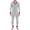 Pyjama rayé pour hommes, col rond, manches longues, barboteuse, vêtements de maison, vêtements de nuit confortables et de loisirs, S-3XL, 240108