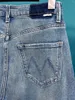 Calças de brim femininas marca m 2024 solto retro denim calças de cintura alta ligeiramente queimado vintage 90s roupas coreanas