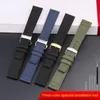 20mm 21mm 22mm Watch Strap for Pilot Portuguese Blue army green Nylon Canvas Watchband Leather Bracelet Accessories 240106