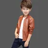 Boys Coats Autumn Winter Fashion Children's Plus Velvet No Velvet Two styles Warming Cotton PU Leather Jacket For 1-11Y Kids 240108