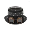 Bérets Steampunk Top Hat pour hommes avec lunettes Gay Bowler Party Costume Carnaval Discothèque Dropship