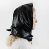 Headscarves for Women Faux leather kerchief Bandana Soft Head Wear Headcover Waterproof Neck Wrap with Snaps 240108