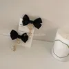 Mulheres doce bowknot grampos de cabelo meninas bonito coração pérolas pingente grampos lado franja clipes barrette headwear acessórios para o cabelo