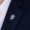 Brooches Wholesale Men's Lapel Fashionable Olive Branch Accessory Pins Stainless Steel Fashion Accessories Gift Jewelry