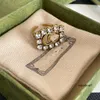 Designer Love Ring Never Fade Lettera di marca Ottone placcato oro Rame Anelli a fascia aperti Moda Lusso Strass Cristallo per gioielli da sposa da donna Regali regolabili