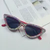 Europe and America Cross Border for Women with Diamonds Cats' Eye Sunglasses Affordable Luxury Fashion Party Gathering Glasses S 240108