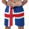 Shorts pour hommes Anime Beach Drapeau de l'Islande Lâche Élastique Casual Casual Graphique Mâle Basketball Réglable Cordon Souffle