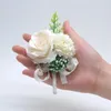 Dekorativa blommor 15 färg bröllop boutonniere handgjorda rose corsage stift lapel prom party lila