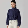 AL Yoga Micro Jacket Cropped Plush Sweater Women's Mock Neck Loose Full Zipper Jogging Sweatshirts Thickened and Warm Oli Fleece Short Coats