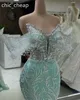 2024 ASO EBI MINT SMERAMAID PROM DRESS PEARLS CRYSTALS SEBVEDA ENKTALT FORMAL Party Second Reception Födelsedagsengagemang Klänningar ROBE DE SOIREE ZJ411