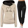 Femme Survêtement Deux Pièces Ensemble Hiver Chaud HoodiesPants Pulls Sweats Femme Jogging Femme Vêtements Costume De Sport Tenues 240108