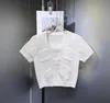 Дизайнерская женская футболка изделия изделия CC Письма jacquard tees с коротким рукавом вязаная футболка