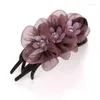 Fermagli per capelli Barrettes Moda Filato di seta Fiore Accessori per capelli per le donne Retro Elegante Clip a becco d'anatra Copricapo Mamma Gioielli Tiara Hol Otml1