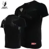 Vszap Fiess Boxeo Muay Thai MMA Camiseta elástica de manga corta para equipo negro ropa de entrenamiento deportivo de lucha