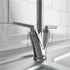 Bathroom Sink Faucets Kitchen Tap Solid Brass Dual Lever 360 Degrees High Arch Single Hole Spout Waterfall Faucet Restaurant