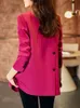 Ankomst Autumn Winter Women Ladies Blazer Pink Black Coffee Female Long Sleeve Solid Casual Jacket Coat 240108