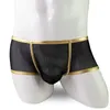 Unterhosen Herren-Mesh-Unterwäsche mit niedriger Taille, farblich passender flacher Winkel, sexy, atmungsaktive und transparente Stücke für den Außenhandel
