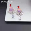 Orecchini a lobo Evacandis Fatti a mano Lusso Cristallo rosa Zircone Eardrop Gioiello Vintage Rame placcato Oro reale S925 Orecchino ad ago in argento Fvij