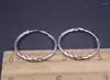 Hoop Earrings Real Solid 925 Sterling Silver Women Gift Lucky Carved Twill Twist Circle