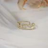 Cluster Rings 14k Real Gold Plated Jewelry Exquisite Micro-inlaid Zircon Crown Double Opening For Woman Party Holiday Luxury Ring