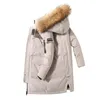 Vestes longues à capuche pour hommes, mode d'hiver, parkas épaisses et chaudes, manteaux avec col en fourrure, coupe-vent de Camouflage, doudoune de canard blanc 240106