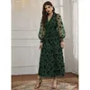 Vêtements ethniques Mesh Broderie Abaya Femmes Musulmanes Élégantes Manches Longues Maxi Robe Turquie Kaftan Eid Party Robe Islam Soirée Femme Jalabiya