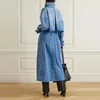 Kopa damski Coats Superaen spersonalizowany mody dżinsowy wiatrówek 2024 Zimowa koronkowa w talii podwójnie piersi luźny długi płaszcz