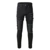 Pantalons de créateurs pour hommes Jeans violets Amris 5200 High Street Marque de mode Street Wind Broken Mendiant Jeans Slim Stretch