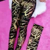Summer Spring Black Gold Tiger Thin Sequin Women's Leggings Pants High Waist Plus Size Pencil
