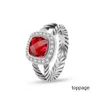 Ladies Designer Band Ring Woman Fashion Schmuck verdrehte Hochzeitsringe Silber für klassische eingelegte rote Granat Zirkon Engagement Geburtstag