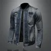 Men Vintage Stand Collar Pilot Coat Denim Bomber Jacket Plus Size 5XL Slim Fit Zipper Jean Outerwear Fashion Mens Biker Jackets 240108