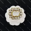 Diamond Square Double Letter Brooches Gold Steel Seal Brooches Designer Crystal Suit Coat Brooches Bag Decoration Wholesale