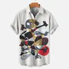 Chemises décontractées pour hommes Chemise ample surdimensionnée Guitare d'été Impression 3D Revers à manches courtes Vêtements de tous les jours Unisexe