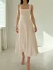 Dames sexy strapless rok met veters Franse lange rok lente zomer nieuwe stijl jurk van hoge kwaliteit