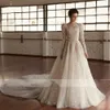 Une ligne De luxe robe De mariée 2024 col carré manches longues perles dentelle paillettes mariée robes formelles robes De Novia