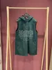 Womens Vests Autumn and Winter loro Fur Zipper Hooded Vest Red Green piana