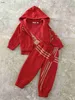 Brand baby tracksuits designer kids three piece set Size 100-150 red Hooded jacket Short sleeved T-shirts and sports pants Jan10