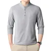 Men's T Shirts Undershirt Top Daily Holiday Breathable Button Up Casual Comfortable Long Sleeve Men Stand Collar Autumn