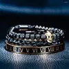 Charm Bracelets Luxury Stainless Steel Bracelet For Men Women Vintage Rome Skull Metal Chain Bangles In High-end Jewelry Gift