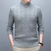 Autumn Winter Men Thicken Mock Neck Sweaters Korean Fashion Casual Long Sleeve Mane Clothes Slim Bottoming Stickovers 240108