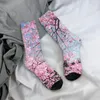 Chaussettes pour hommes toutes saisons, bas d'équipage, fleurs de cerisier, mode Harajuku Hip Hop, accessoires longs pour hommes et femmes, cadeaux