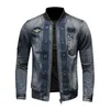 Men Vintage Stand Collar Pilot Coat Denim Bomber Jacket Plus Size 5XL Slim Fit Zipper Jean Outerwear Fashion Mens Biker Jackets 240108